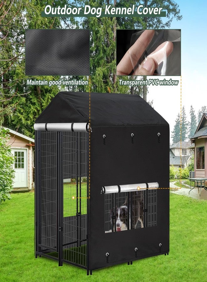 Hadisi Outdoor Dog Kennel Cover 4.2'Dx4.2'Wx4.5'H Full Coverage Windproof Anti-UV.with Transparent PVC Window and Breathable Mesh.Waterproof Dog Kennel Cover for Multiple Brands of Dog Kennels,Cover Only - Image 5
